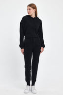 Kadın Angelica Paçası Lastikli Triko Jogger Pantolon - Siyah