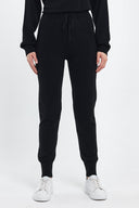 Kadın Angelica Paçası Lastikli Triko Jogger Pantolon - Siyah