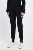 Kadın Angelica Paçası Lastikli Triko Jogger Pantolon - Siyah