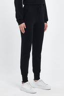 Kadın Angelica Paçası Lastikli Triko Jogger Pantolon - Siyah