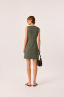 Angelica Regular Fit Keten Elbise-Haki