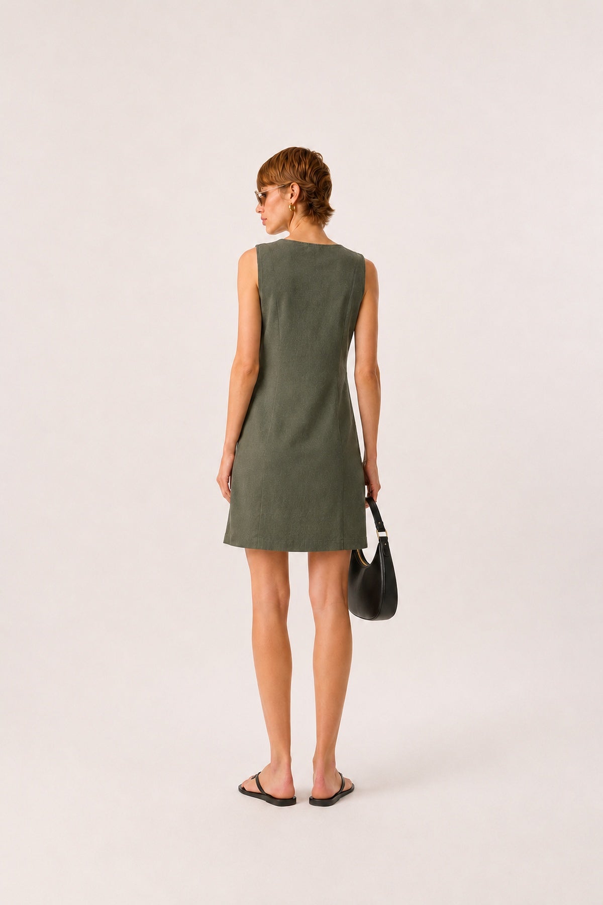 Angelica Regular Fit Keten Elbise-Haki