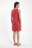 Kadın Angelica Regular Fit Keten Elbise - Kiremit