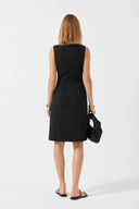 Angelica Regular Fit Keten Elbise-Siyah