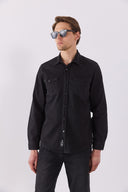 Erkek Austin Black Slim Fit Jean Gömlek %100 Pamuk - Black