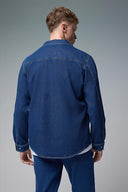 Erkek Austin Dark Blue Slim Fit Jean Gömlek %100 Pamuk - Dark Blue