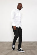 Erkek Austin Slim Fit Gabardin Gömlek %100 Pamuk - Beyaz