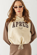Kadın Baskılı Kontrast Parçalı Sweatshirt - Vizon