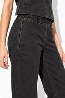 Beli Lastikli Black Barrel Fit Jean Pantolon-Black