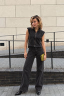 Beli Lastikli Black Barrel Fit Jean Pantolon-Black