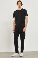 Erkek Beli Lastikli Müslin Chino Pantolon %100 Pamuk - Siyah