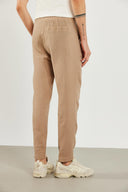 Erkek Beli Lastikli Müslin Chino Pantolon %100 Pamuk - Taş