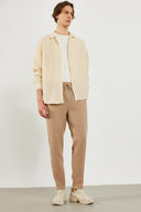 Erkek Beli Lastikli Müslin Chino Pantolon %100 Pamuk - Taş