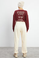 Kadın Beli Lastikli Oversize Jogging Pantolon - Kemik