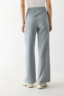 Kadın Beli Lastikli Pamuklu Krinkle Pantolon - Gri