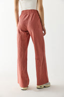 Kadın Beli Lastikli Pamuklu Krinkle Pantolon - Kiremit