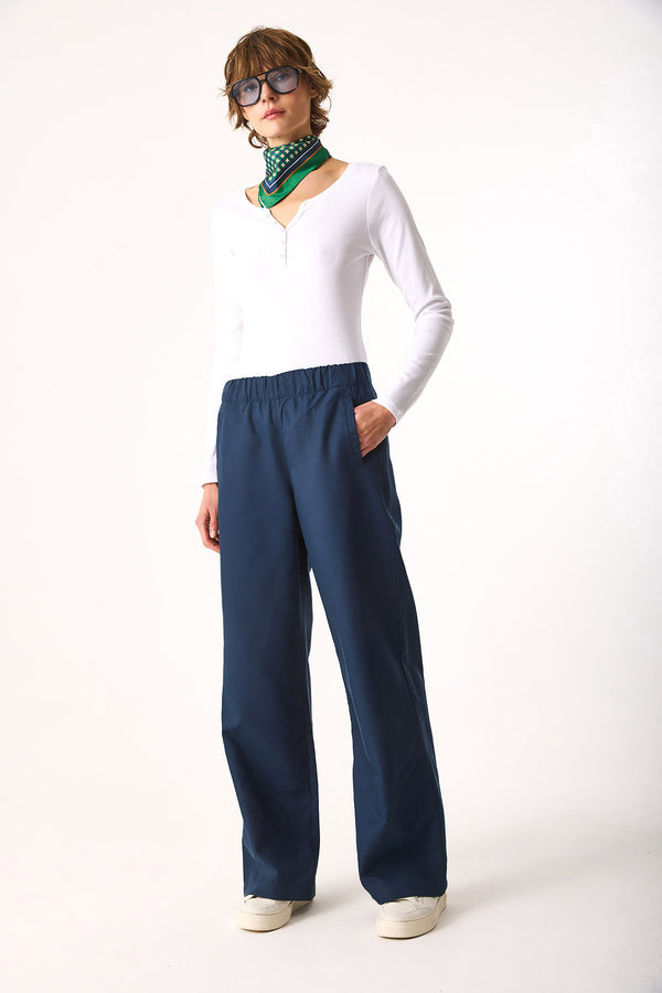 Beli Lastikli Pantolon(TENCEL)(TM)-LACİVERT