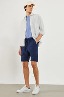 Erkek Beli Lastikli Paraşüt Şort - Lacivert