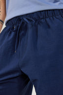 Erkek Beli Lastikli Paraşüt Şort - Lacivert