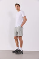 Erkek Beli Lastikli Teknik Şort - Gri