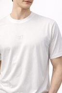 Bisiklet Yaka Baskılı Yumuşak Dokulu Regular Fit Tişört-Beyaz