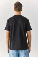 Erkek Bisiklet Yaka Cep Detaylı Oversize Tişört %100 Pamuk - Siyah