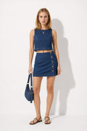 Bisiklet Yaka Kolsuz Dark Blue Jean Bluz-Dark Blue
