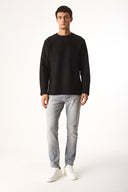Erkek Bisiklet Yaka Oversize Sweatshirt %100 Pamuk - Siyah
