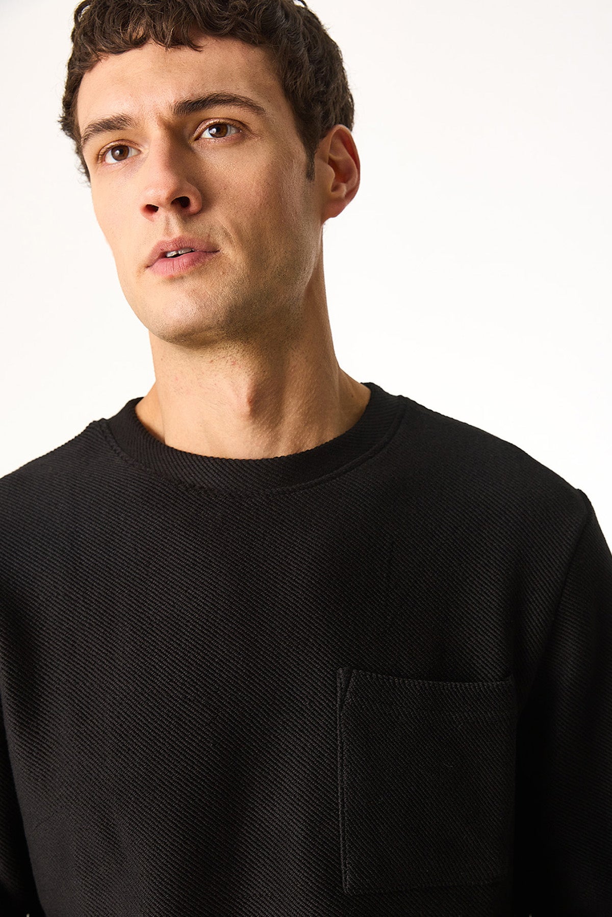 Erkek Bisiklet Yaka Oversize Sweatshirt %100 Pamuk - Siyah – Vena