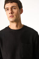 Erkek Bisiklet Yaka Oversize Sweatshirt %100 Pamuk - Siyah