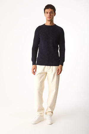 Erkek Bisiklet Yaka Regular Fit Triko Kazak - Lacivert