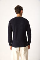 Erkek Bisiklet Yaka Regular Fit Triko Kazak - Lacivert