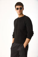 Erkek Bisiklet Yaka Regular Fit Triko Kazak - Siyah