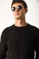 Erkek Bisiklet Yaka Regular Fit Triko Kazak - Siyah