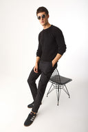 Erkek Bisiklet Yaka Regular Fit Triko Kazak - Siyah