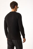 Erkek Bisiklet Yaka Regular Fit Triko Kazak - Siyah