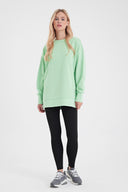 Kadın Bisiklet Yaka Yanı Yırtmaçlı Regular Fit 3 İplik Sweatshirt - Ada Çayı