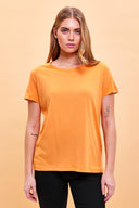 Kadın Boyfriend Bisiklet Yaka Regular Fit Modal Tişört (TENCEL)™ - TURUNCU