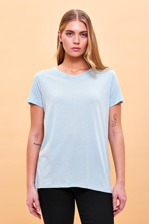 Kadın Boyfriend Bisiklet Yaka Regular Fit Modal Tişört (TENCEL)™ - Gök Mavisi