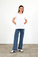 Kadın Boyfriend Bisiklet Yaka Regular Fit Modal Tişört (TENCEL)™ - Beyaz