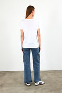 Kadın Boyfriend Bisiklet Yaka Regular Fit Modal Tişört (TENCEL)™ - Beyaz