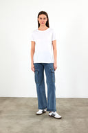 Kadın Boyfriend Bisiklet Yaka Regular Fit Modal Tişört (TENCEL)™ - Beyaz