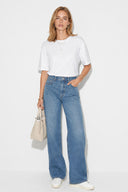 Boyfriend Bisiklet Yaka Regular Fit Modal Tişört(TENCEL)(TM)-Beyaz