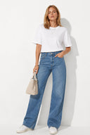 Boyfriend Bisiklet Yaka Regular Fit Modal Tişört(TENCEL)(TM)-Beyaz