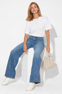 Boyfriend Bisiklet Yaka Regular Fit Modal Tişört(TENCEL)(TM)-Beyaz