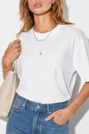 Boyfriend Bisiklet Yaka Regular Fit Modal Tişört(TENCEL)(TM)-Beyaz
