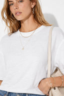 Boyfriend Bisiklet Yaka Regular Fit Modal Tişört(TENCEL)(TM)-Beyaz