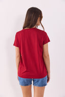 Kadın Boyfriend Bisiklet Yaka Regular Fit Modal Tişört (TENCEL)™ - Bordo