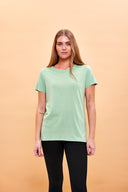 Kadın Boyfriend Bisiklet Yaka Regular Fit Modal Tişört (TENCEL)™ - Çağla