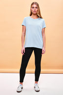 Kadın Boyfriend Bisiklet Yaka Regular Fit Modal Tişört (TENCEL)™ - Gök Mavisi